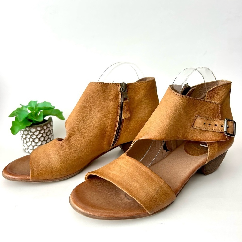 Miz Mooz Colbie Sandal Open Toe Ankle Boots Wheat Tan Leather Size 41 - Picture 5 of 13